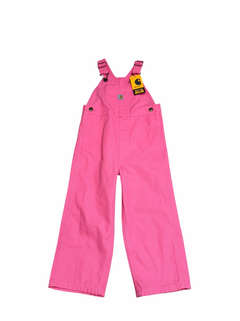 NWT Carhartt Girls Loose Fit Canvas Bib Overalls | Pink Lemonade | 3T